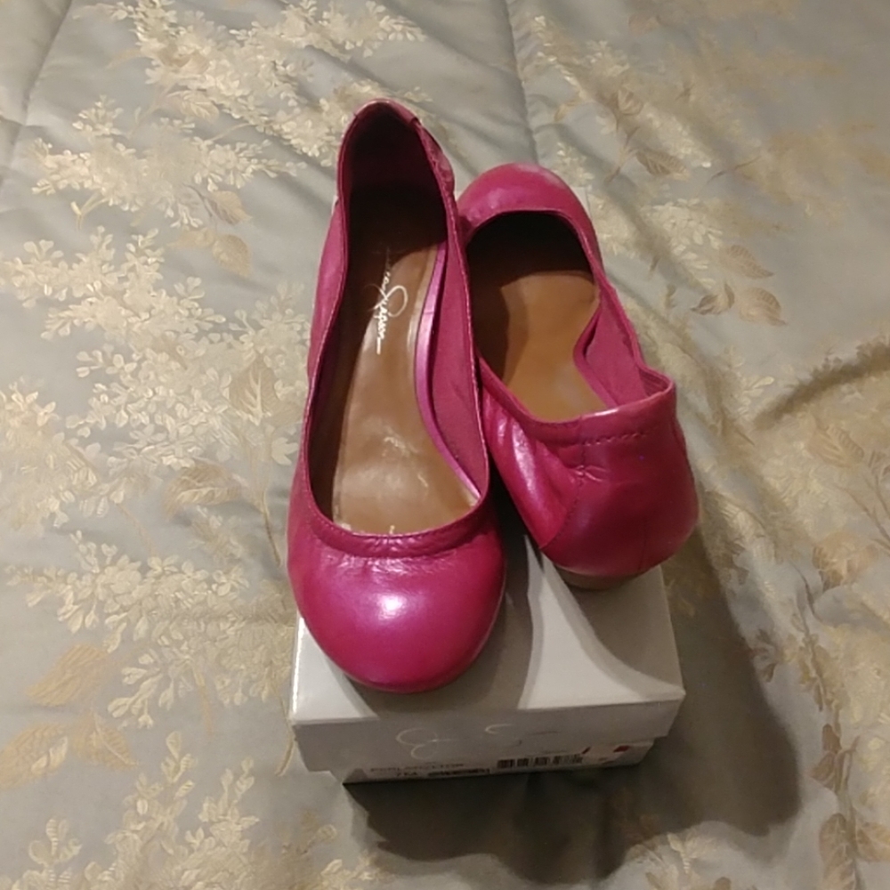 Jessica Simpson deep pink wedge